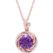 Sofia B. Amethyst White Topaz & Diamond Accent Necklace Rose Plated Sterling Silver