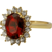 Oval Siam Ring with Crystal Stones