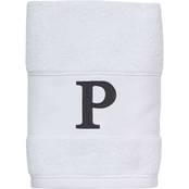 Avanti White Silver Monogram Hand Towel Letter P