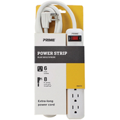 Prime Wire & Cable 6 Outlet Power Strip with 8 ft. Cord