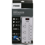 Prime Wire & Cable 8 Outlet Multimedia Surge Protector with 2-Port USB Charger