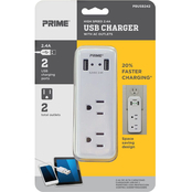 Prime Wire & Cable 2 Outlet 2 Port 2.4A USB Charger