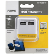 Prime Wire & Cable 2 Port 3.4A USB Travel Charger