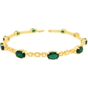 10K Yellow Gold Lab Created Emerald Bracelet
