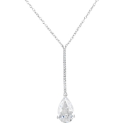 Sterling Silver Pear Shaped Cubic Zirconia Y Necklace