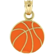 14K Yellow Gold Enameled Basketball Charm