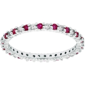 14K White Gold Diamond and Ruby Eternity Ring