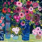 GreenBox Art Canvas Flowers In Blue Vase 18 x 18