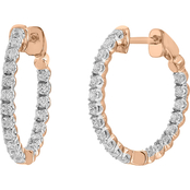 10K Rose Gold 1/2 CTW Diamond Inside / Out Hoop Earrings