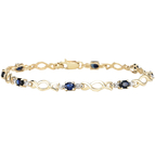 10K Yellow Gold Sapphire Bracelet with Diamond Accents