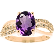 18K Rose Gold Over Sterling Silver Amethyst and White Topaz Ring