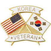 Mitchell Proffitt American and Korea Veteran Crossed Flag Lapel Pin