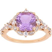 Sofia B. 14K Rose Gold Rose de France White Sapphire Diamond Accent Vintage Ring
