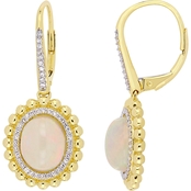 Sofia B. 14K Yellow Gold Ethiopian Opal and 1/4 CTW Diamond Halo Earrings