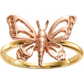 14K Two Tone Golf Polished Butterfly Ring, Size 7