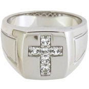 STERLING SILVER GENTS CROSS RING