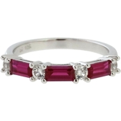 Sterling Silver Created Ruby Stack Band, Size 7