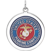 Sterling Silver Rhodiumtone US Marine Corps Disc
