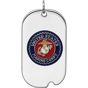 Sterling Silver Rhodium Plated US Marine Corp Dog Tag