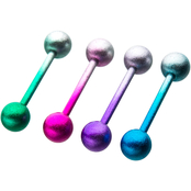 14G Stainless Steel Gradient Color Barbell Tongue Ring 4 pk.