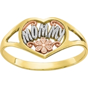 10K Two-Tone Gold and Rhodium Mommy Heart Ring Size 7