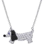 Sofia B. Sterling Silver Created Blue White Sapphire and Black Spinel Dog Necklace