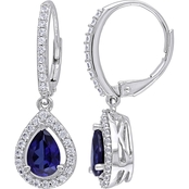 Sofia B. Created Blue White Sapphire Teardrop Dangle Earrings in Sterling Silver