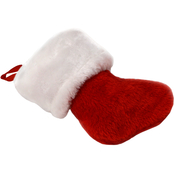 GiGi Seasons Red Plush Christmas Stocking with White Cuff, Mini