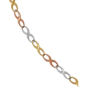 14K Tri Color Infinity Symbol Link Bracelet