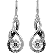 Sterling Silver Enhanced Black and White Composite Diamond Infinity Drop Earrings