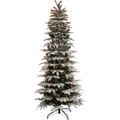 Puelo Pre Lit Slim Flocked Aspen Fir Christmas Tree with 450 Lights