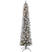Puleo 9 ft. Pre Lit Flocked Patagonia Pine Pencil Christmas Tree with 450 Lights