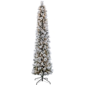 Puleo 7.5 ft. Pre Lit Flocked Pencil Patagonia Pine Christmas Tree with 350 Lights