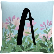 Trademark Fine Art Floral Garden Letter Illustration Decorative Throw Pillow
