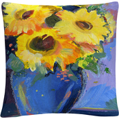 Trademark Fine Art Sunflowers Bold Still Life Painting Decorative Throw Pillow