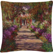 Trademark Fine Art A Pathway in Monets Garden Decorative Throw Pillow