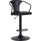 Armen Living Eagle Barstool in Black Coated Finish with Black Faux Leather