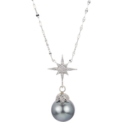 Imperial 14K White Gold Tahitian Cultured Pearl and Diamond Star Pendant