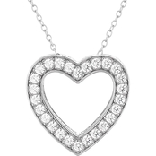 Sterling Silver Created White Sapphire Heart Pendant Neaklace