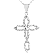 Sterling Silver Created White Sapphire Cross Pendant Neaklace