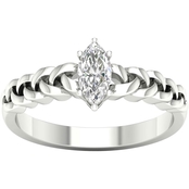 14K White Gold 3/8 CTW Diamond Marquise Solitaire Ring, Size 7