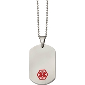 Stainless Steel Red Enamel Medical Necklace