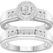 Sterling Silver 1/4 CTW Diamond Bridal Set