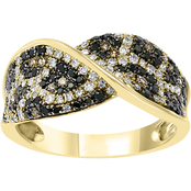 Effy 14K Yellow Gold  3/4 CTW Black, Espresso and White Diamond Ring Size 7