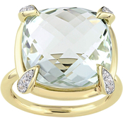 Sofia B. Green Amethyst and White Sapphire Cocktail 14K Yellow Gold Ring