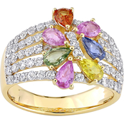 Sofia B. 14K Yellow Gold Multi Color Sapphire Ring