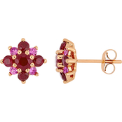 Sophia B. 14K Rose Gold Ruby and Pink Sapphire Clustered Star Stud Earrings