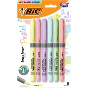 BIC Brite Liner Grip Blister Pastel Assorted Pens, 6 pk.