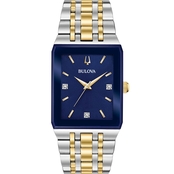 Bulova Men's Quadra Blue Diamond Dial Watch 98D154