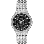 Bulova Women's Phantom Silver Diamond Black Dial Watch 96L273